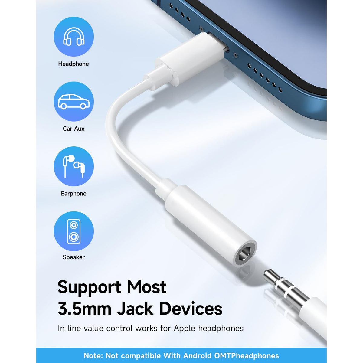 [Apple MFi Certified] 2 Pack Lightning to 3.5 mm Headphone Jack Adapter, iPhone Aux Adapter Converter Dongle Audio Cable Compatible with iPhone 14 13 12 11 X XS 8 7