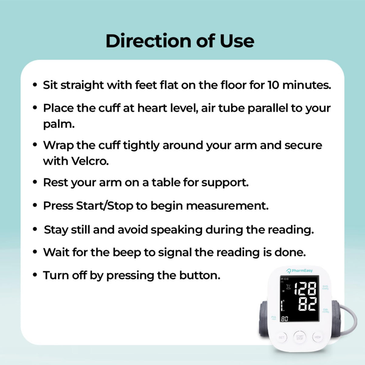 PharmEasy Digital BP Monitor - Blood Pressure Check Machine for Home & Clinic Use, Health Measuring Instrument With Adaptor, Automatic Manual Apparatus for Accurate BP Monitoring, Compact & Reliable