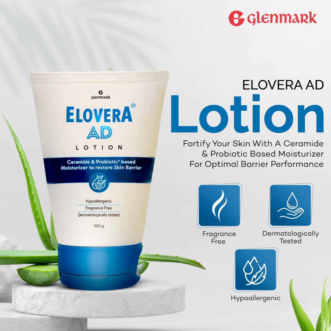 Elovera AD Moisturising Lotion 100ml | For Dry Skin | with Ceramides & Probiotic| Nourishes and Restores Skin Barrier | Dermatologically Tested | Hypoallergenic