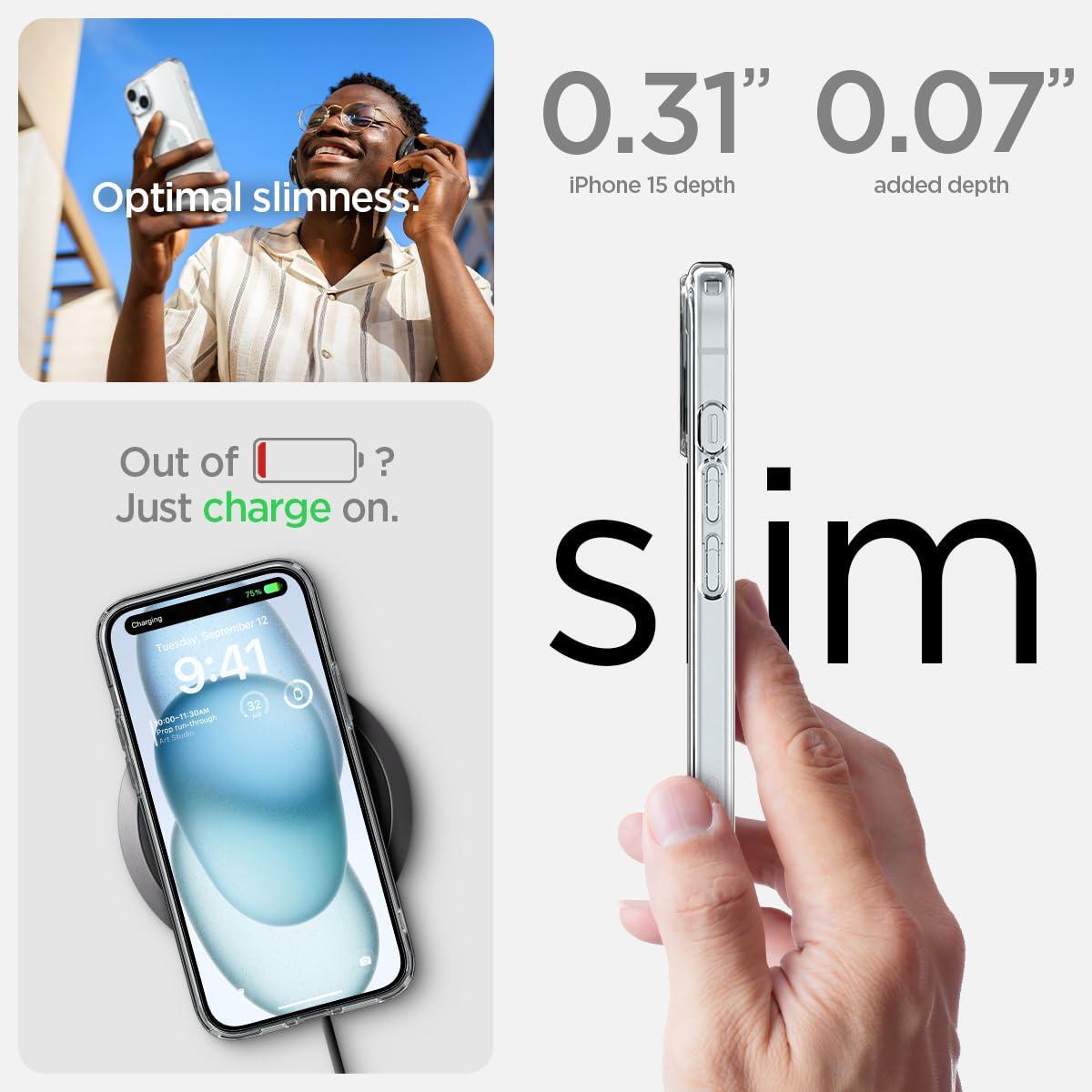 Spigen for iPhone 15 Case, Ultra Hybrid MagFit [Anti-Yellowing] [Compatible with Magsafe] - Clear