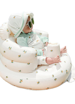 Inflatable Baby Chair, AirSwim Baby Inflatable Seat for Babies 3 Months and Up Summer Inflatable Baby Seat for Sitting Up, Blow Up Baby Floor Seat with Built in Air Pump, Orange