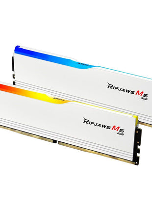 G.SKILL Ripjaws M5 RGB Series DDR5 RAM (Intel XMP 3.0) 96GB (2x48GB) 5600MT/s CL40-40-40-89 1.25V Desktop Computer Memory U-DIMM - Matte White (F5-5600J4040D48GX2-RM5RW)