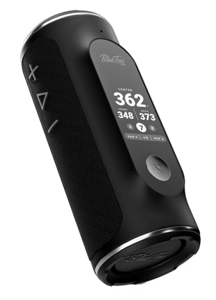 Blue Tees Golf Player+ AI-Powered GPS Speaker - Touchscreen Display, 10+ Hour Battery, 40,000+ Courses, Visual & Audible Distances, Hazard Detection, IPX7 Waterproof (Black)