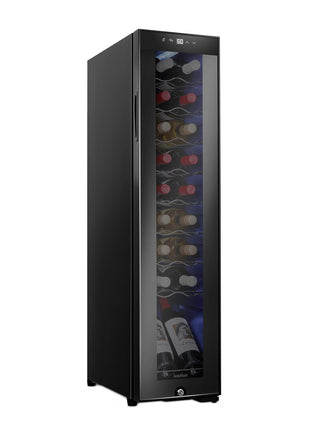 Ivation 18 Bottle Compressor Wine Cooler Refrigerator w/Lock | Large Freestanding Wine Cellar For Red, White, Champagne or Sparkling Wine | 41f-64f Digital Temperature Control Fridge Glass Door Black