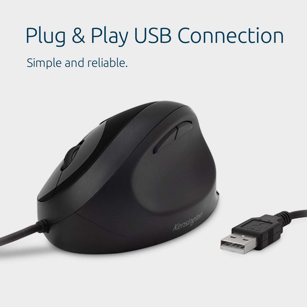 Kensington Pro Fit Ergonomic Wired Mouse – Black (K75403WW)