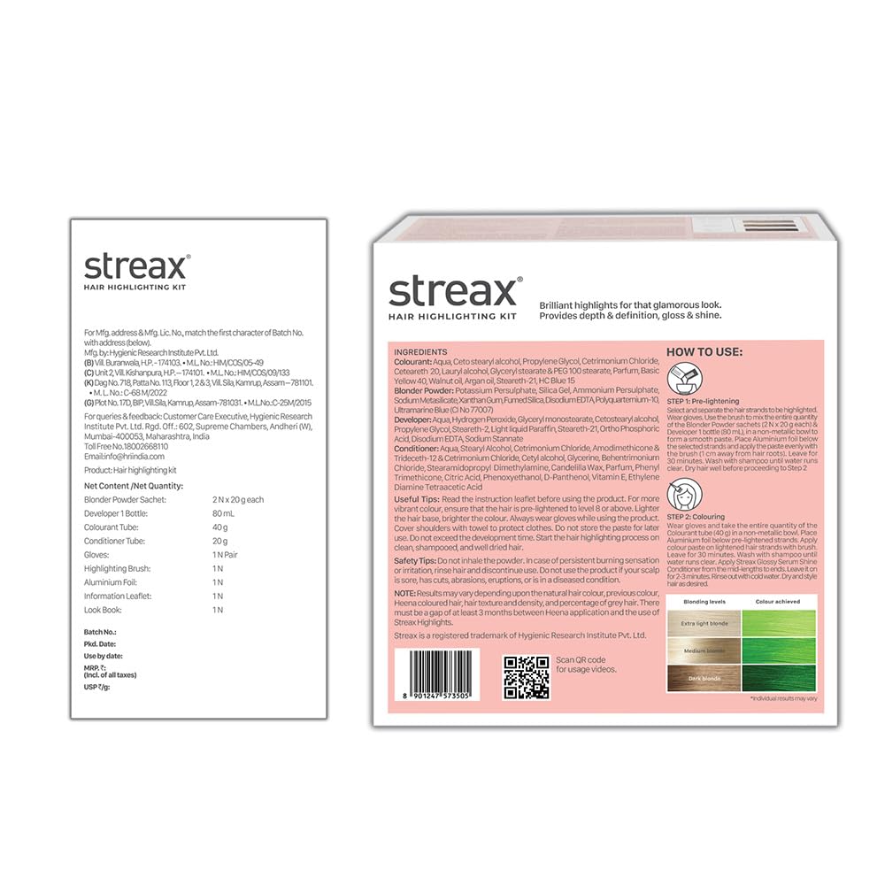 Streax Hair Colour Highlight Kit | Green Hair Colour, Tropical Green - Pack of 1 I Enriched with Walnut & Argan Oil I Hair Colour for Women | Rich, vibrant, Easy to use, DIY Application