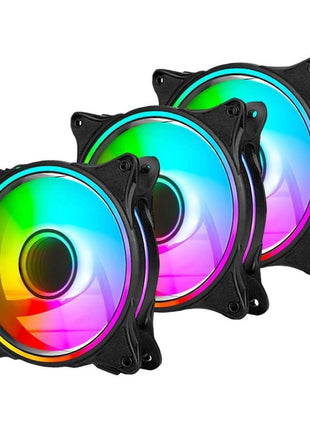 120mm ARGB PWM PC Case Fans - 800-1800RPM Computer CPU Cooling with Addressable RGB PC Case Triple Light Loop Includes SATA Adapter 3-Pack Black
