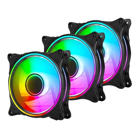 Pano-Mounts 12ARGB3PACK 120 mm Addressable RGB PWM PC Computer CPU Case Fan Black - Pack of 3