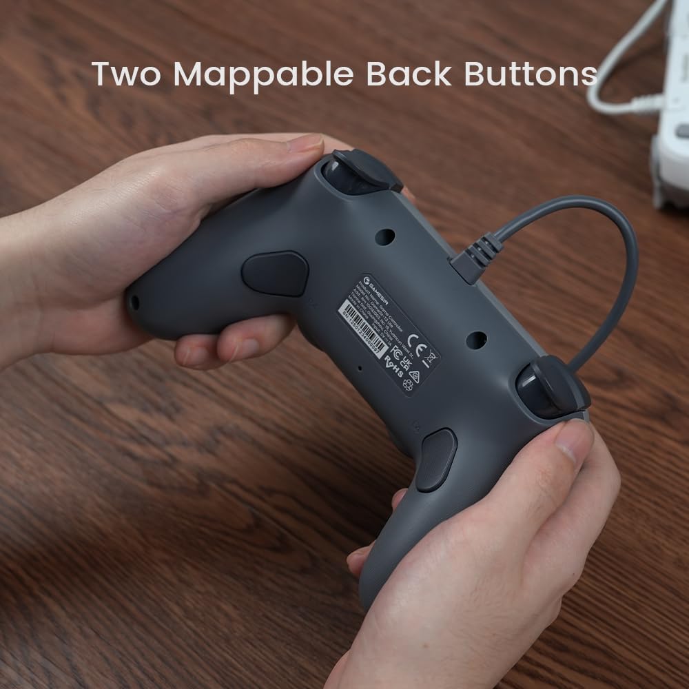 GameSir Tegenaria Lite Wired Game Controller For Switch, Android, iOS, PC, Steam With Retro 90s Design, Hall Effect Sticks, 1000Hz Polling Rate, Dual Rumble Motors, Mappable Back Buttons, Ultra-Low Latency, Ergonomic Design -Retro Gray