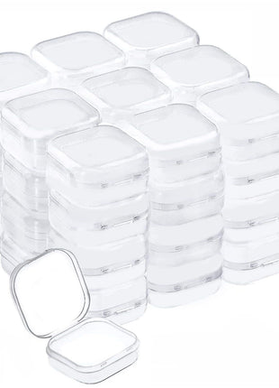 40-Pack Clear Square Plastic Storage Containers with Lids | Mini size 1.37 x 1.37 x 0.7 inches, empty, ideal for earplugs, pills, jewelry, hardware, and small craft items