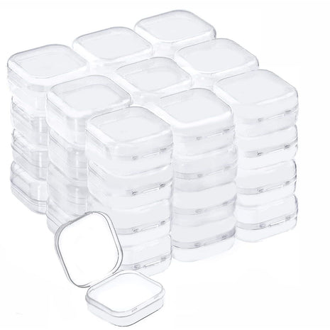 40-Pack Clear Square Plastic Storage Containers with Lids | Mini size 1.37 x 1.37 x 0.7 inches, empty, ideal for earplugs, pills, jewelry, hardware, and small craft items