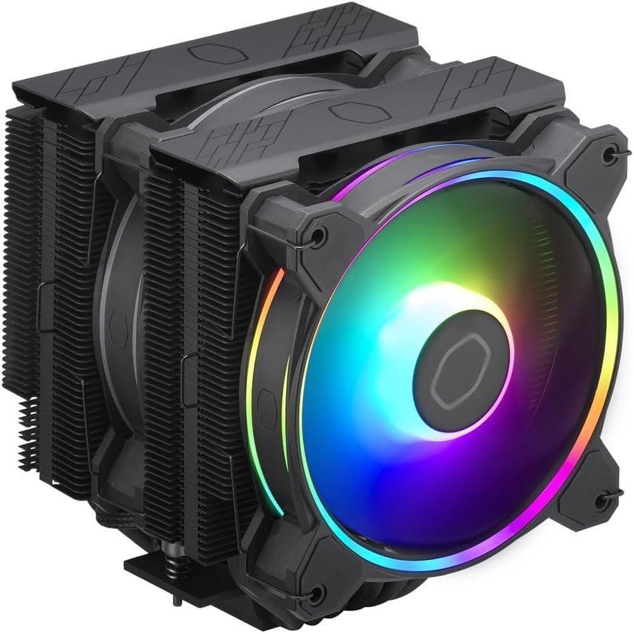 Cooler Master Hyper 622 Halo White Dual Tower CPU Air Cooler, 120 Halo² PWM Fan, Dual Loop ARGB, 6 Copper Heat Pipes, Nickel-Plated, 154mm Tall, AMD Ryzen AM5|AM4, Intel LGA 1851|1700|1200 Brackets
