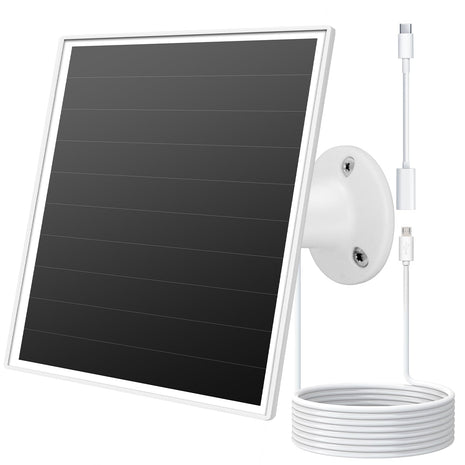 6W Solar Panel for Outdoor Security Camera with Micro USB & USB - C Port, Solar Panel Charger for Battery Camera, Fits Wyze/Reolink DC 5V Output, IP65/360° Adjustable, 9.8ft Cable, Fast Charging