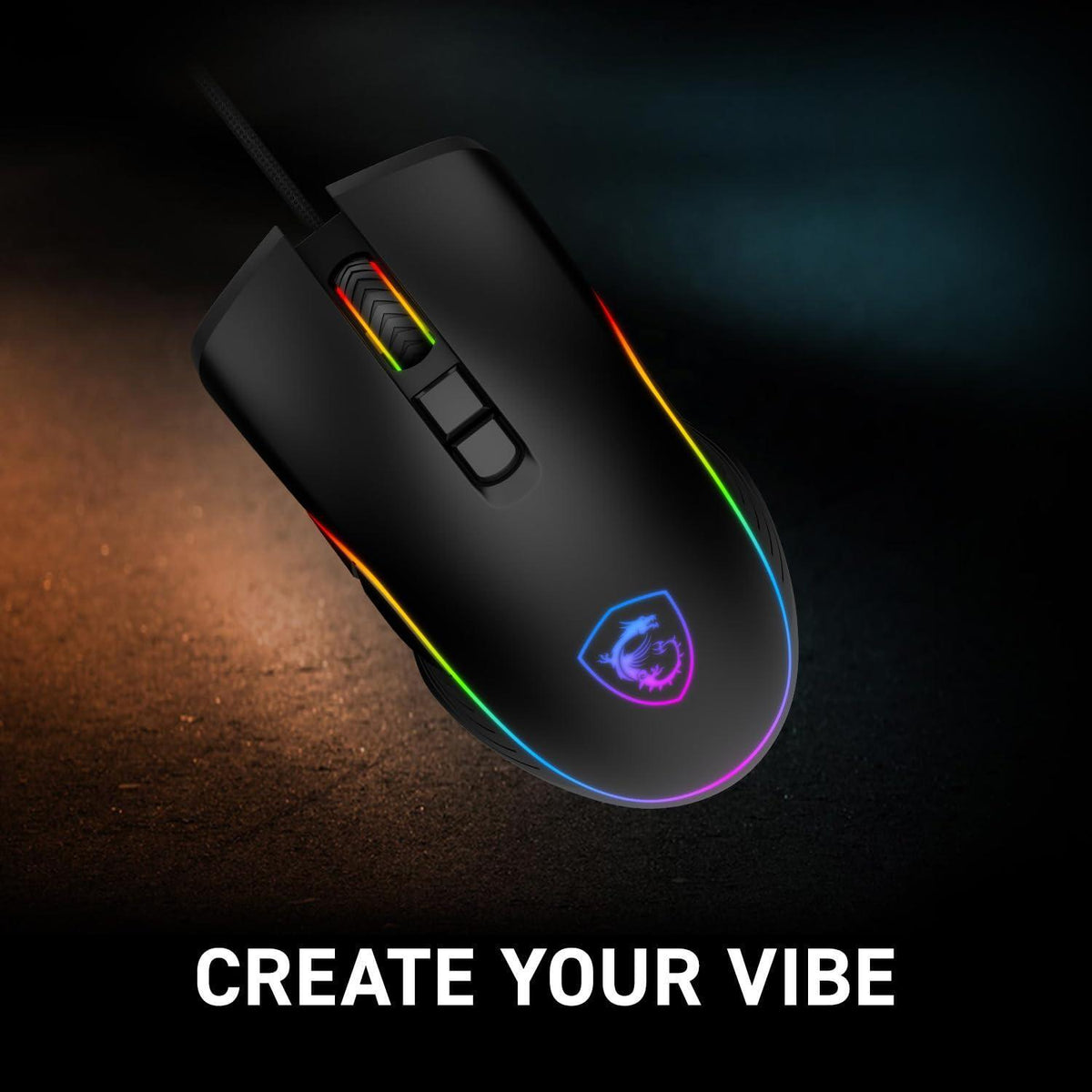 MSI Forge GM300 Lightweight Gaming USB RGB Adjustable up to 7200 DPI Desktop Laptop Gaming Mouse,Black