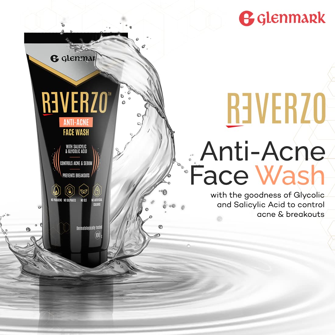 Reverzo Glenmark Activated Anti-Acne Face Wash,100 G