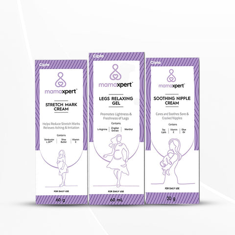 Cipla Mamaxpert Stretch Mark Cream - 60g, Soothing Nipple Cream - 20g and Legs Relaxing Gel - 60 ml