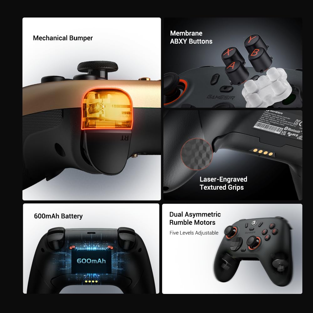 GameSir Nova 2 Lite Wireless PC Controller with Hall Effect Joysticks & Triggers, 2.4G & Wired 1000Hz Polling Rate, Remappable Buttons - Compatible with PC/Switch/Steam/Android (White)