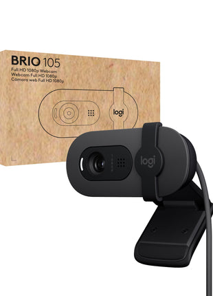 Logitech Brio 105 Full HD 1080p Business Webcam with Auto-Light Balance, USB-A, Privacy Shutter, Easy Set-Up, Compatible with Windows, macOS, ChromeOS
