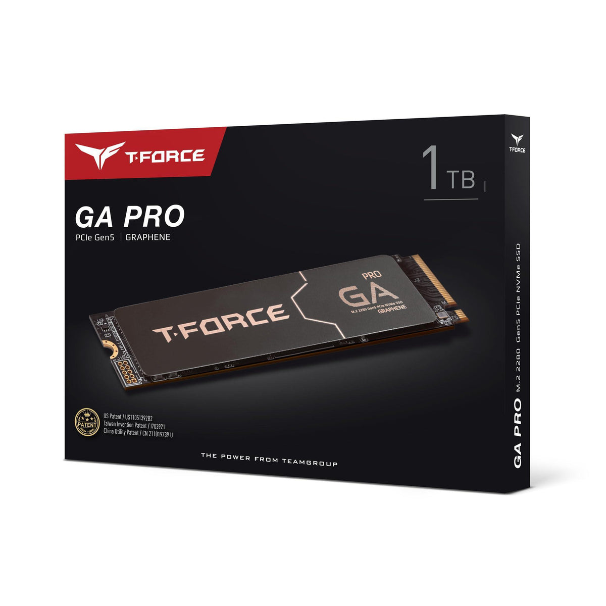 TEAMGROUP T-Force GA PRO 1TB SSD Graphene Heatsink DRAM SLC Cache 3D TLC NAND NVMe InnoGrit PCIe Gen5x4 M.2 Read/Write 10,000/8,500 MB/s TM8FFJ001T0C129