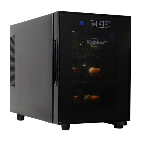 Koolatron 6 Bottle Wine Fridge – Freestanding Wine Cooler with Glass Door, 0.6 cu ft (16 L) Beverage Can Refrigerator, Digital Temperature Control, Ideal for Red, White & Sparkling Wine, Champagne