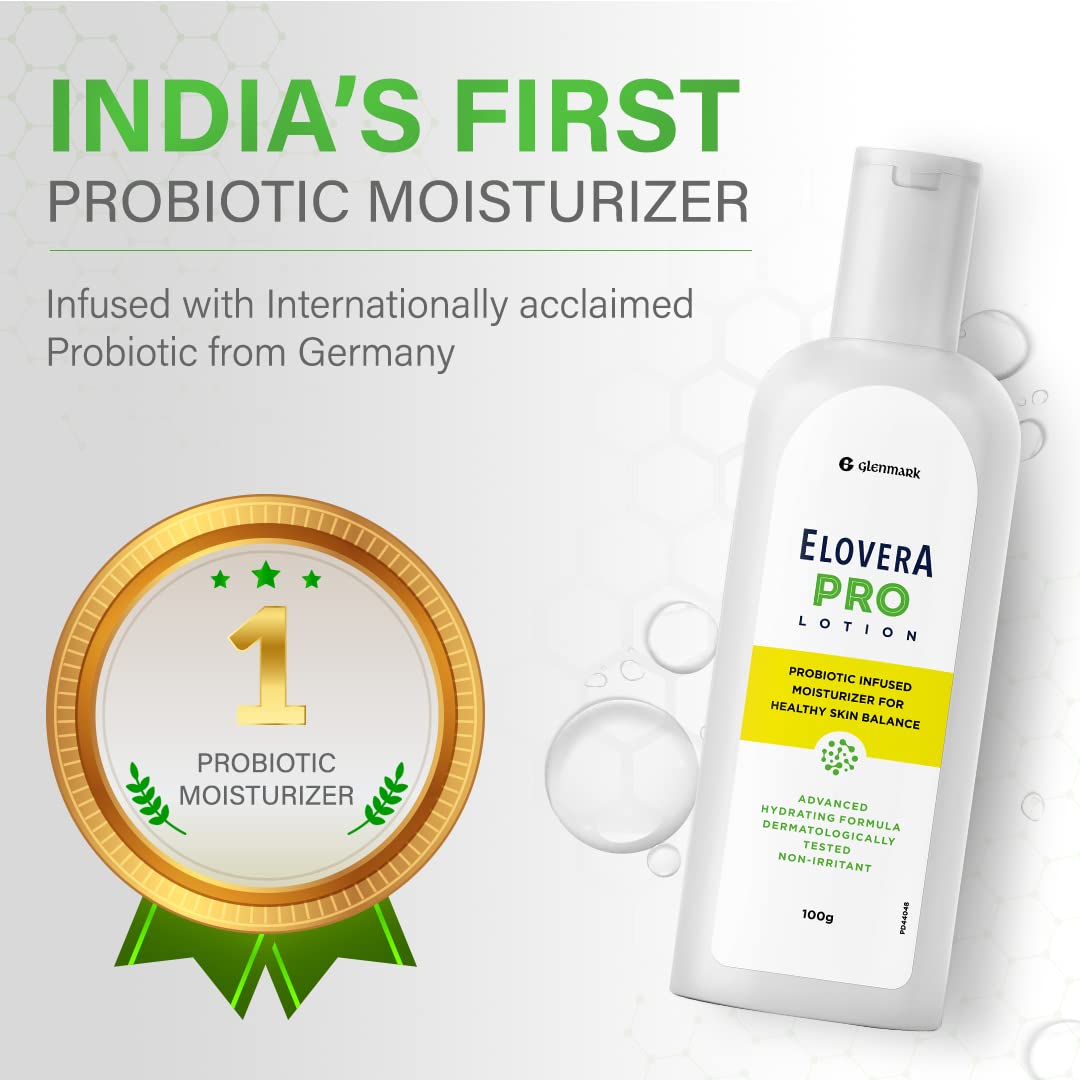 Elovera Pro Glenmark Hypoallergenic Non-Comedogenic Pamas Free Hydrating Moisturiser Face Cream & Body Lotion For Face For Dry Skin (Skin-Friendly Ph, 100 Ml)