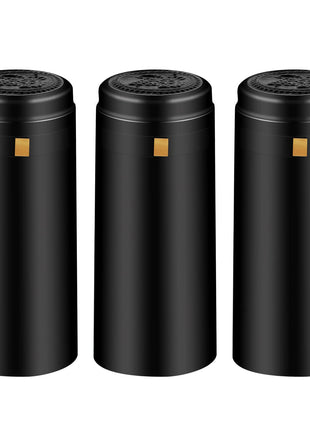 PVC Heat Shrink Capsules 120 Count Matte Black Wine Shrink Wrap Sleeves Caps Clear Bottle Corks Capsules for Professional, Wine Making Cellars and Home Use