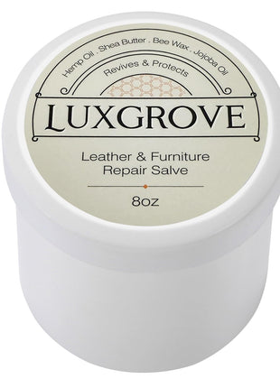 LUXGROVE® Leather & Furniture Repair Salve- Polisher, Moisturizer, and Restorer for Couches and Furniture - Conditioner for Leather Cleaner, Wood, and Vinyl - Repair Salve for Car Seats - 8oz
