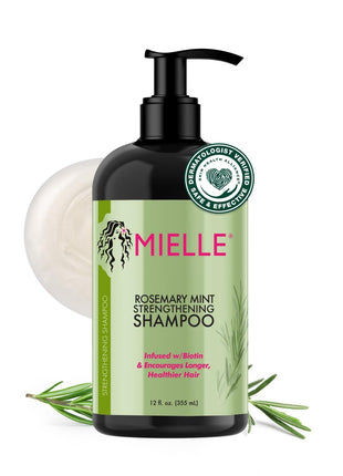 Mielle Organics Rosemary Mint Hair Strengthening Biotin Shampoo - Moisturizing Hair Shampoo for Women and Men to Gently Cleanse, Repair & Protect Strands (12 oz)