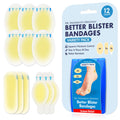 Dr. Frederick's Original Better Blister Bandages - 12ct - Water Resistant - 40% More Cushioning - Hydrocolloid Bandages for Foot, Toe, & Heel - Blister Pads for Prevention & Recovery - Variety Pack