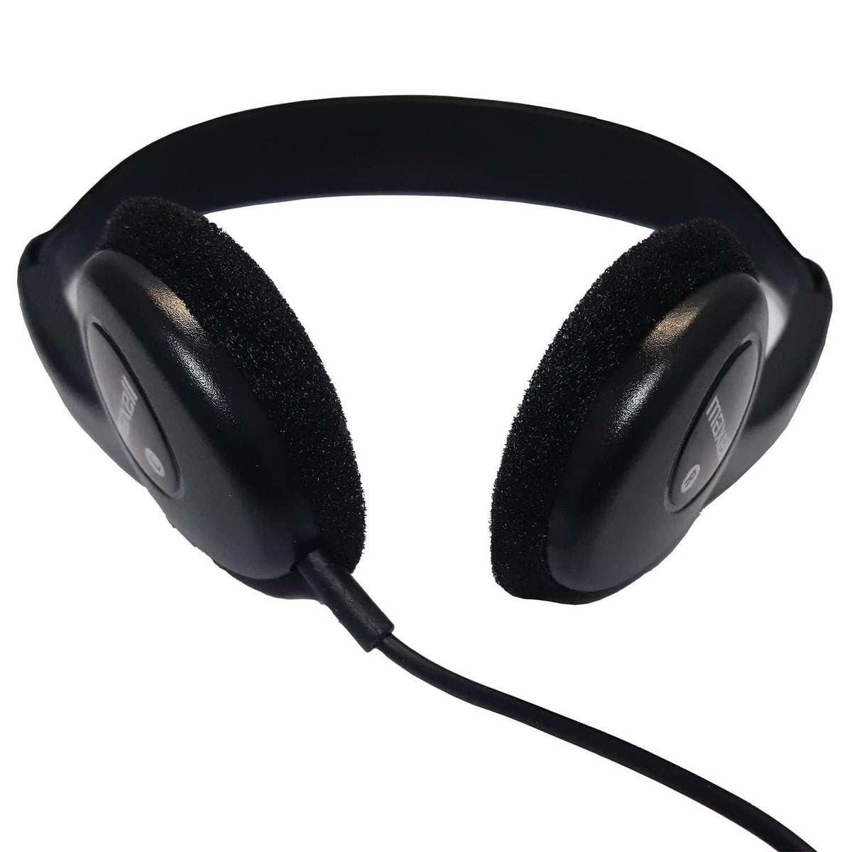 Maxell 199845 6ft Cord Adjustable Headband Wired Headphones with Microphone, Black Sound, Comfortable Fit, and Clear Audio for Calls and Music