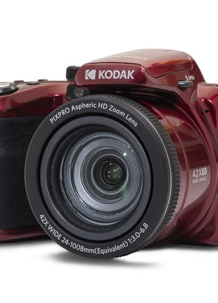 KODAK PIXPRO AZ425 Digital Camera, 42x Optical Zoom Bridge with 20MP BSI Sensor, Li-Ion Battery, OIS, 1080p Full HD Video, Red