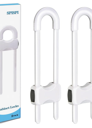 Baby Proofing Cabinets,Cabinet Locks for Babies,U-Shaped Child Locks for Cabinets, Child Proof Cabinet Latches,Child Safety Cabinet Locks with Adjustable by SPISPI (Pack of 2)