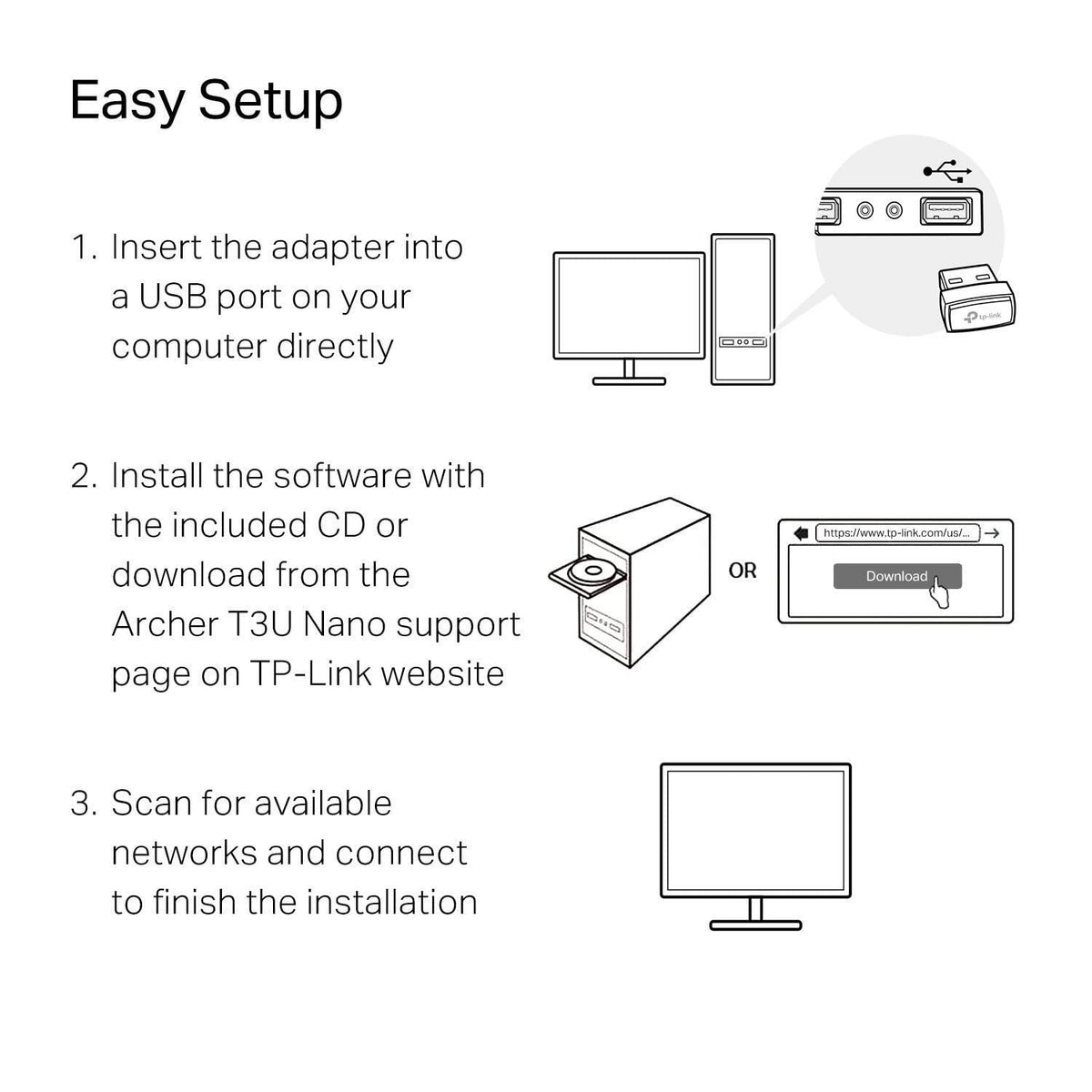 TP-Link Nano USB WiFi Adapter for PC(Archer T3U Nano)-AC1300 2.4G/5G Dual-Band Wireless Network Transceiver Adapter for Desktop PC, Travel Size, Supports Windows 11,10, 8.1, 8, 7 / up to Mac OS 10.15
