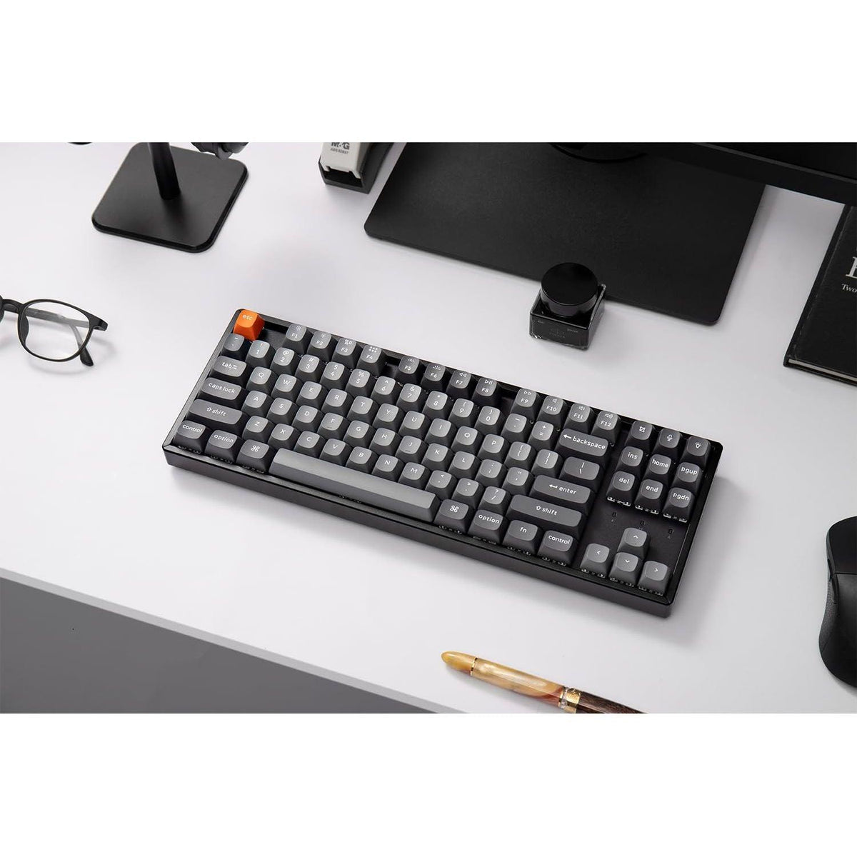 Keychron K8 Max QMK Wireless Custom Mechanical Keyboard, Hot Swappable TKL 80% Layout Bluetooth/2.4G/USB-C Programmable, Aluminum Frame Super Red Switch NKRO Gaming Keyboard for Mac/Windows