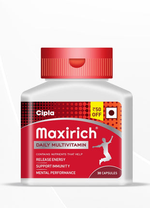 Cipla Maxirich Daily Multivitamin For Men & Women, Bottle Pack - 30 Capsules