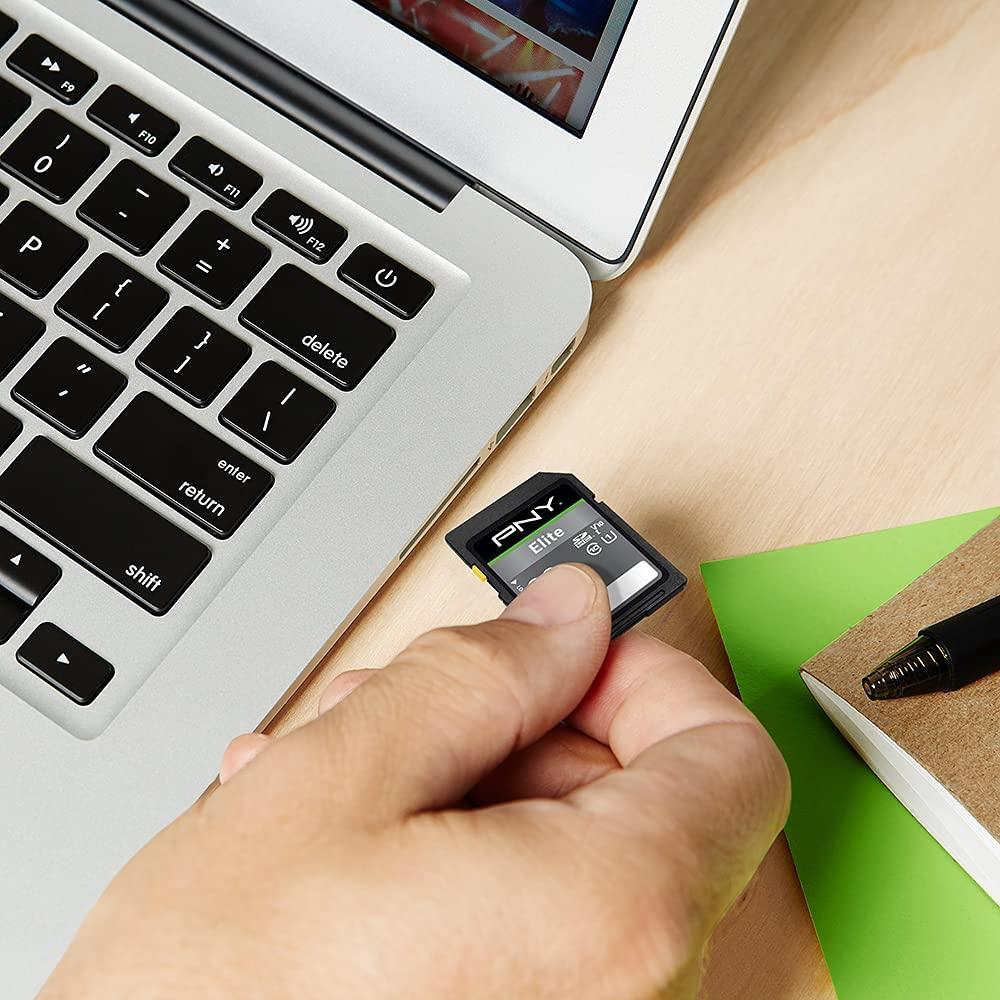 PNY 32GB Elite Class 10 U1 V10 SDHC Flash Memory Card - 100MB/s Read, Class 10, U1 Full HD, UHS-I, Full Size SD (Pack of 5)