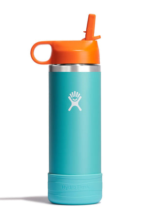 Hydro Flask Kids Water Bottle for School - Stainless Steel and Insulated with Straw Cap - 18 Oz in Seaspray Blue