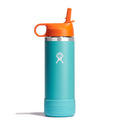 Hydro Flask Kids Water Bottle for School - Stainless Steel and Insulated with Straw Cap - 18 Oz in Seaspray Blue