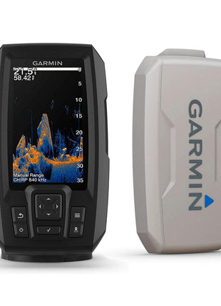 Garmin Striker Vivid 4cv Bundle with Transducer and Protective Cover, 4-inch Color Fishfinder, Vivid Scanning Sonar Color Palettes 010-02550-00