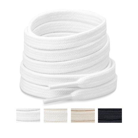 Handshop Wide Flat Athletic Shoelaces 5/16 inch(2 Pair) - Shoe Laces for Sneakers and Casual Shoes Replacements White 47 inch (120cm)