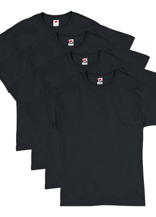 Hanes mens Essentials Short Sleeve T-shirt Value Pack (4-pack) athletic t shirts, Black, Large US
