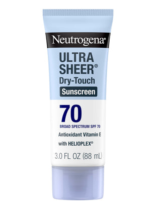 Neutrogena Ultra Sheer Dry Touch Sunscreen Lotion, SPF 70, 3 fl. oz | Broad Spectrum for UVA/UVB Protection, Lightweight, Water-Resistant up to 80 Minutes, Oxybenzone-Free