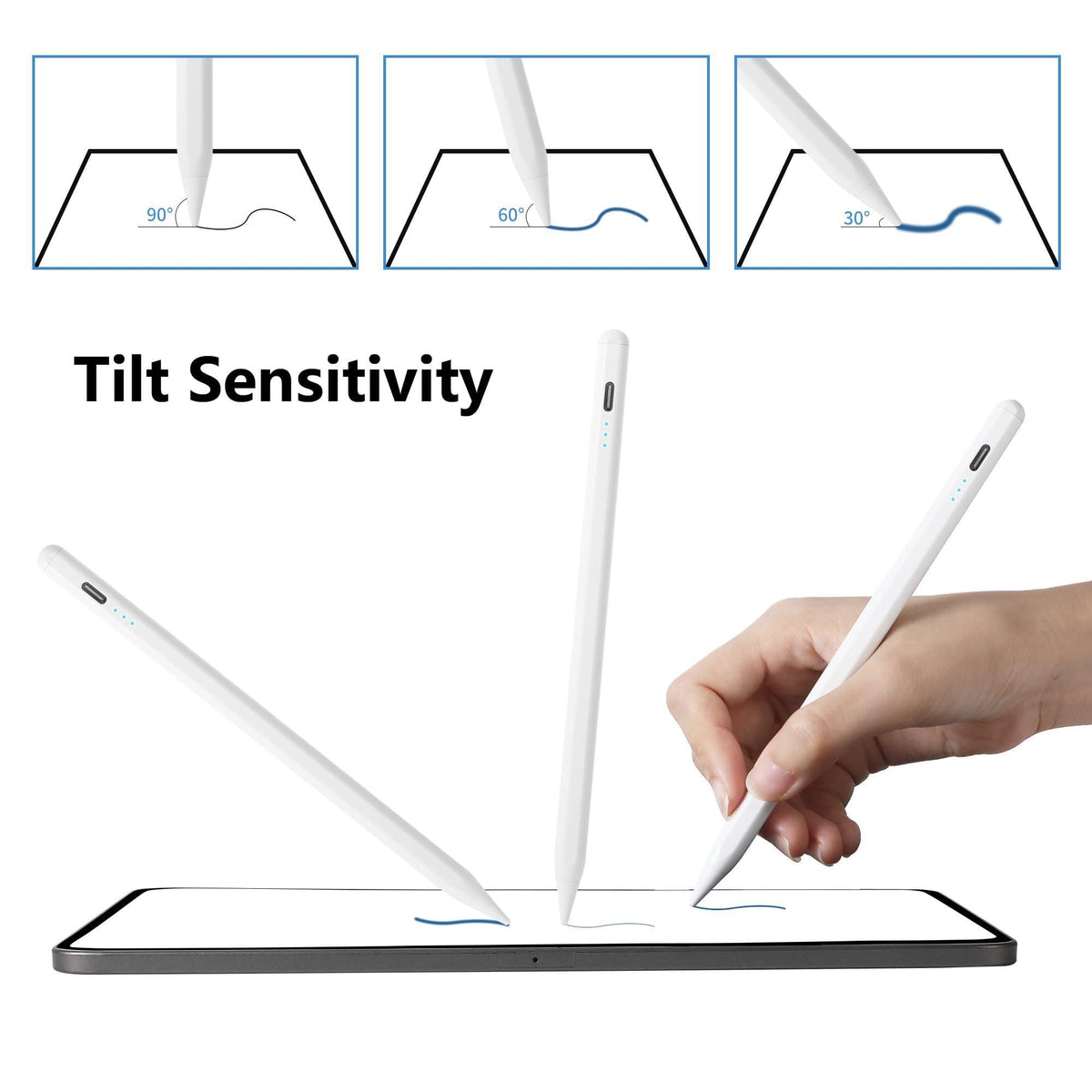 Stylus Pen for iPad A16 11th 10th 9th 8th 7th 6th Generation, iPad Pro 12.9 11 13 inch M4, iPad Air M3 M2 5th 4th 3rd Gen, iPad Mini A17 Pro 7 6 5, for Apple Pencil Pro 1st 2nd Gen Alternative (White)
