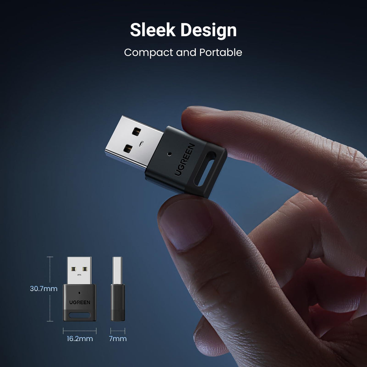 UGREEN USB Bluetooth 5.3 Adapter for PC, Plug & Play for Windows 11/10/8.1, Bluetooth Receiver & Transmitter for Keyboard/Mouse/Headphone/Speakers/Printer