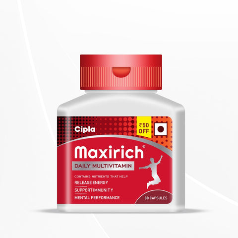 Cipla Maxirich Daily Multivitamin For Men & Women, Bottle Pack - 30 Capsules