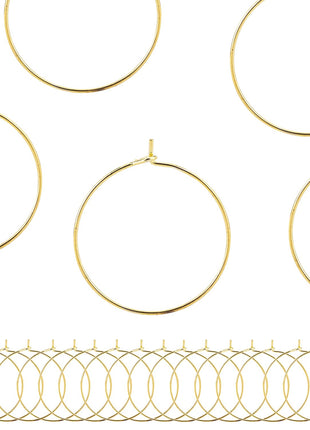 BEADNOVA Wine Charm Rings 60pcs Gold Plated 25mm Beading Charm Rings for Wine Glass DIY Crafting Festival Party Favor