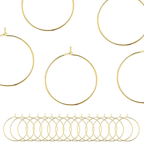 BEADNOVA Wine Charm Rings 60pcs Gold Plated 25mm Beading Charm Rings for Wine Glass DIY Crafting Festival Party Favor