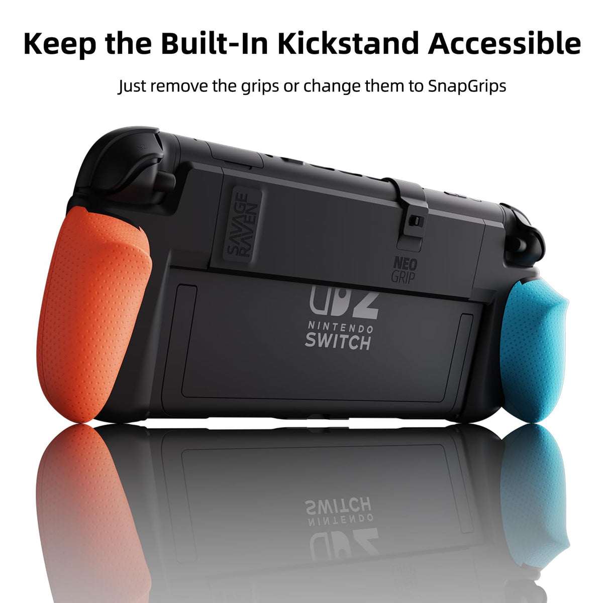 Savage Raven by Skull & Co. NeoGrip: an Ergonomic Grip Hard Shell with Replaceable Grips [to fit All Hands Sizes] for Nintendo Switch 2 - Black
