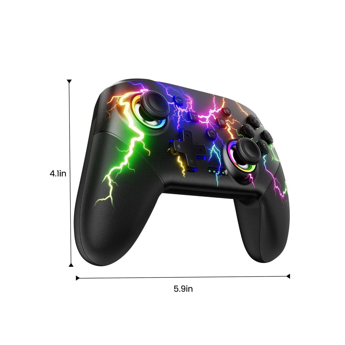VOYEE Switch Controllers Compatible with Switch/Lite/OLED/PC Windows, 1000mAh Programmable RGB Lightning LED, Wireless Pro Controller with One Key Pairing/Wake Up/Turbo/Vibration