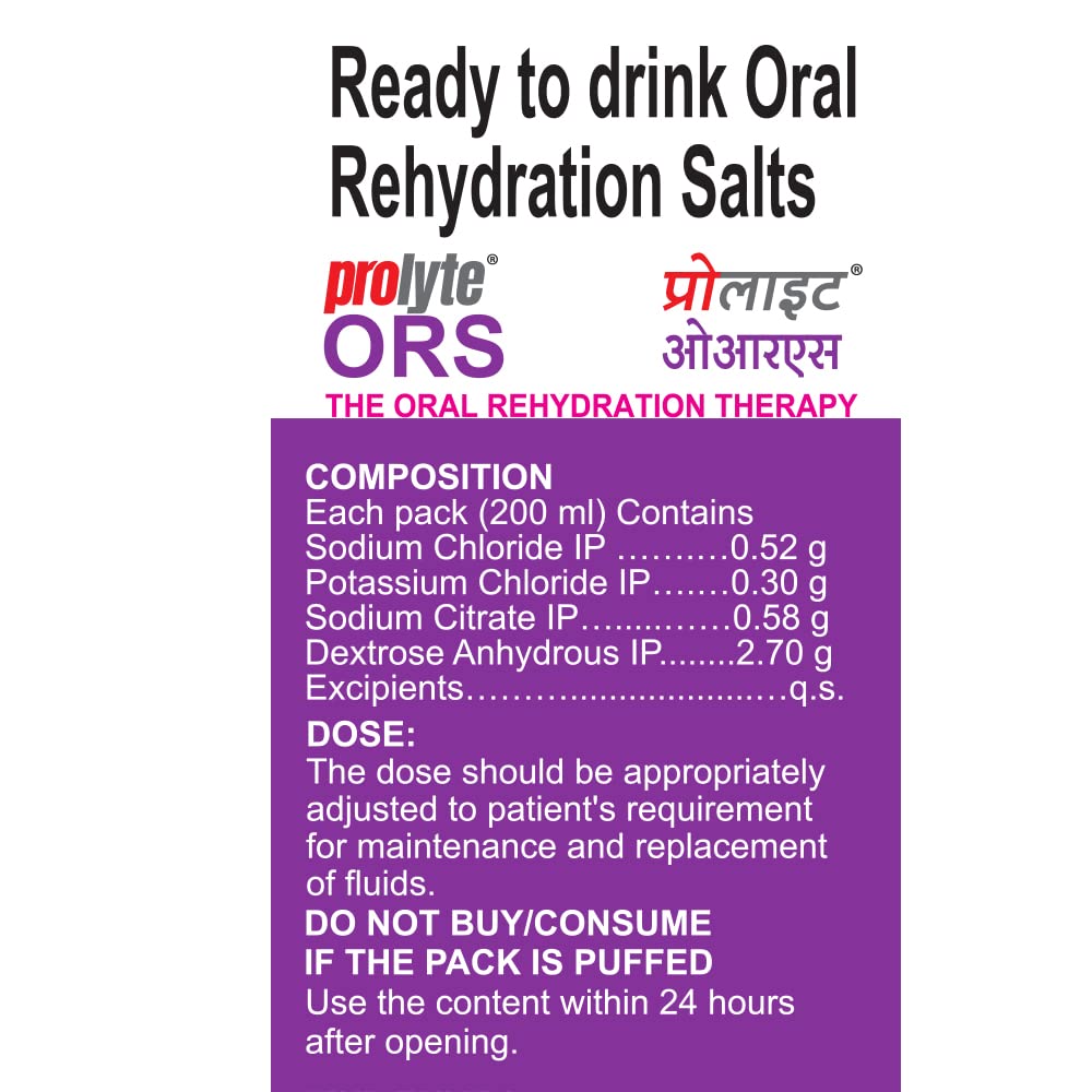 Cipla Prolyte ORS Ready to Drink Oral Rehydration Contains Vital Electrolytes | Restores Body Fluids & Electrolytes Lost Due to Sweating, Diarrhea & Vomiting | WHO Formula (Black Currant, Pack of 10)